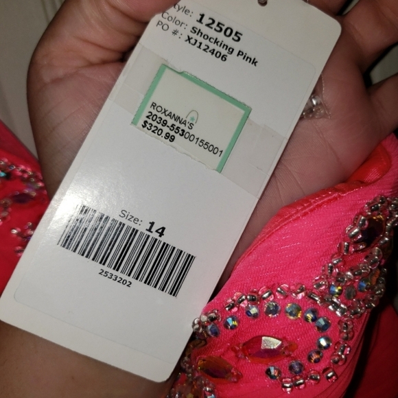 Studio 17 Shocking Pink One Shoulder Paisley Beaded Gown - Picture 14 of 14